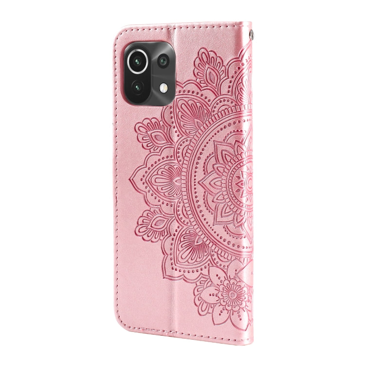 For Xiaomi Mi 11 Lite 7-petal Flowers Embossing Pattern Horizontal Flip PU Leather Case with Holder & Card Slots & Wallet & Photo Frame