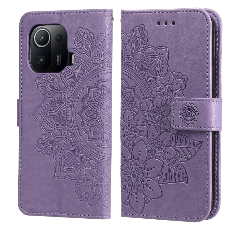 For Xiaomi Mi 11 Pro 7-petal Flowers Embossing Pattern Horizontal Flip PU Leather Case with Holder & Card Slots & Wallet & Photo Frame
