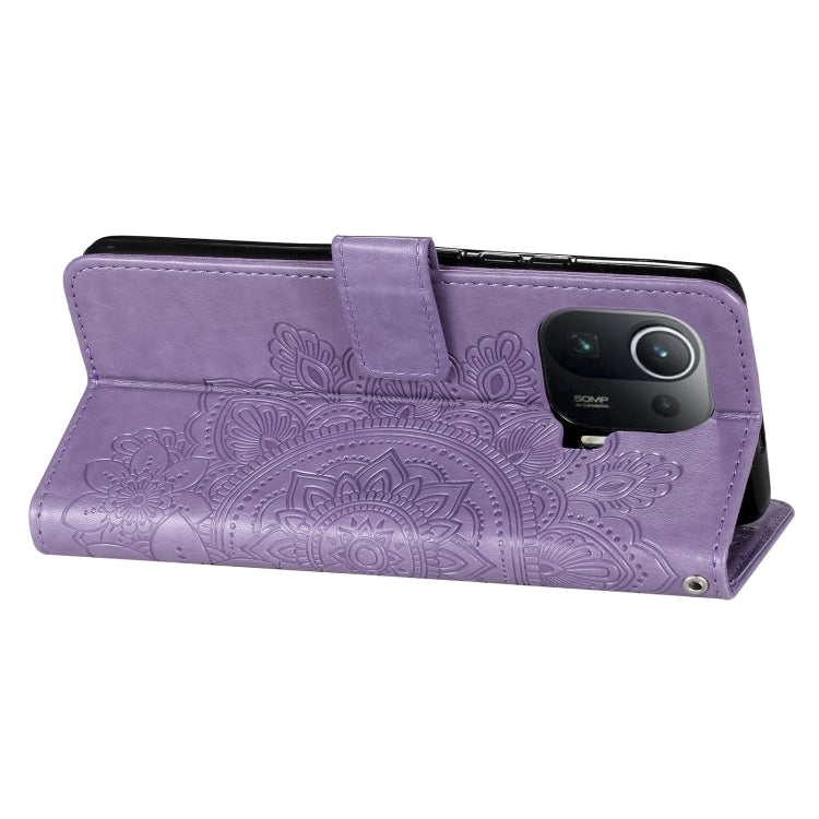 For Xiaomi Mi 11 Pro 7-petal Flowers Embossing Pattern Horizontal Flip PU Leather Case with Holder & Card Slots & Wallet & Photo Frame