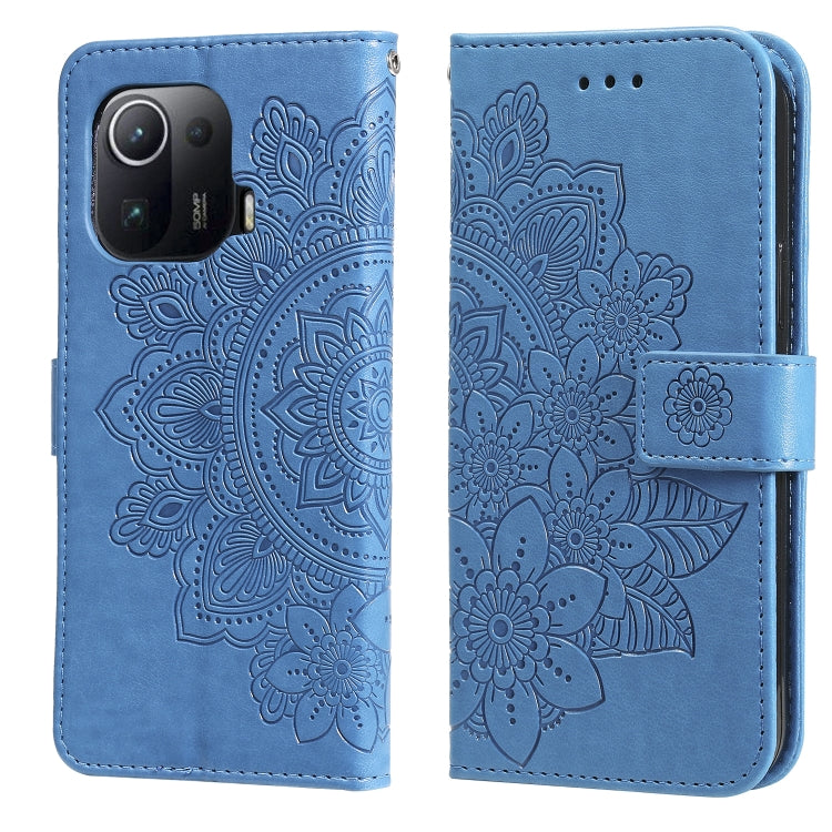 For Xiaomi Mi 11 Pro 7-petal Flowers Embossing Pattern Horizontal Flip PU Leather Case with Holder & Card Slots & Wallet & Photo Frame