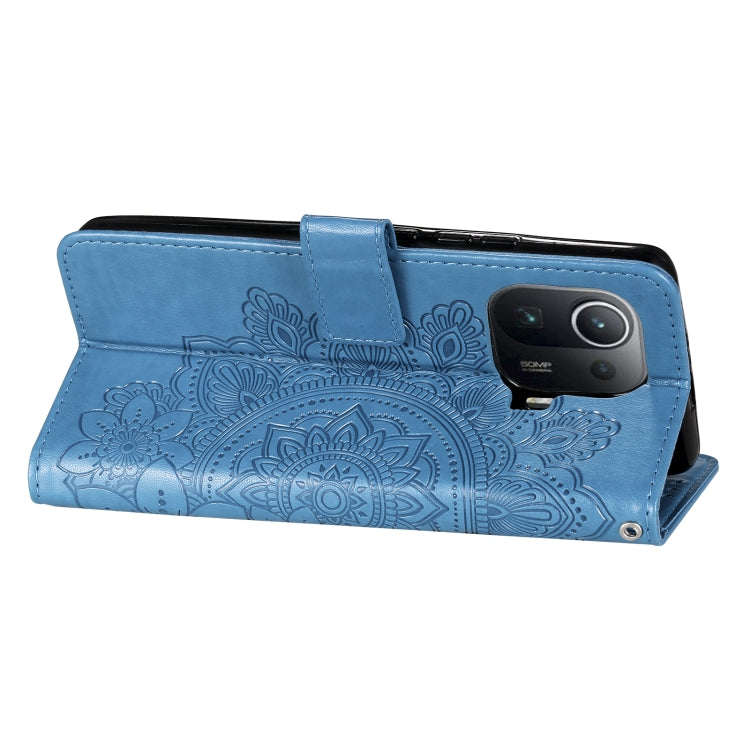 For Xiaomi Mi 11 Pro 7-petal Flowers Embossing Pattern Horizontal Flip PU Leather Case with Holder & Card Slots & Wallet & Photo Frame