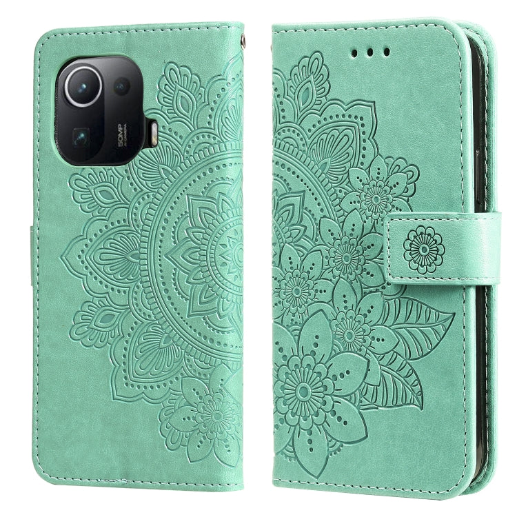 For Xiaomi Mi 11 Pro 7-petal Flowers Embossing Pattern Horizontal Flip PU Leather Case with Holder & Card Slots & Wallet & Photo Frame