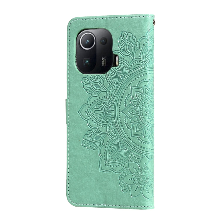 For Xiaomi Mi 11 Pro 7-petal Flowers Embossing Pattern Horizontal Flip PU Leather Case with Holder & Card Slots & Wallet & Photo Frame