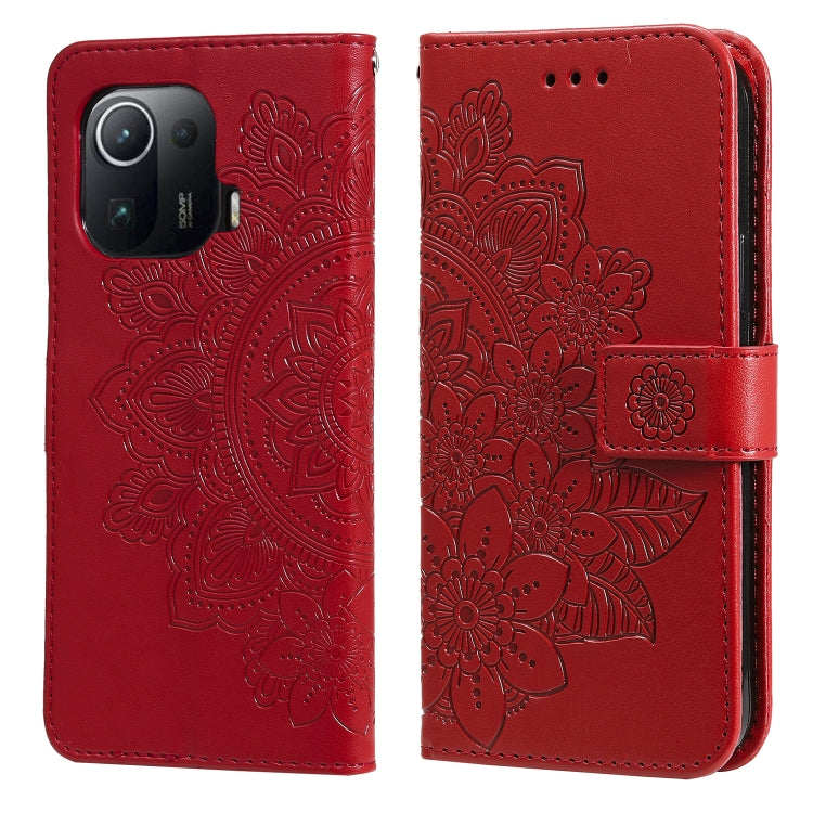 For Xiaomi Mi 11 Pro 7-petal Flowers Embossing Pattern Horizontal Flip PU Leather Case with Holder & Card Slots & Wallet & Photo Frame