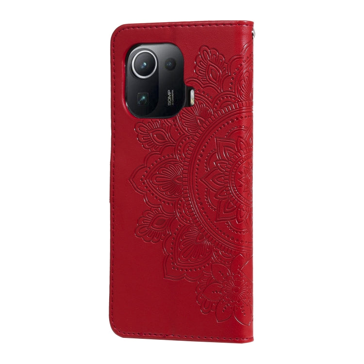 For Xiaomi Mi 11 Pro 7-petal Flowers Embossing Pattern Horizontal Flip PU Leather Case with Holder & Card Slots & Wallet & Photo Frame