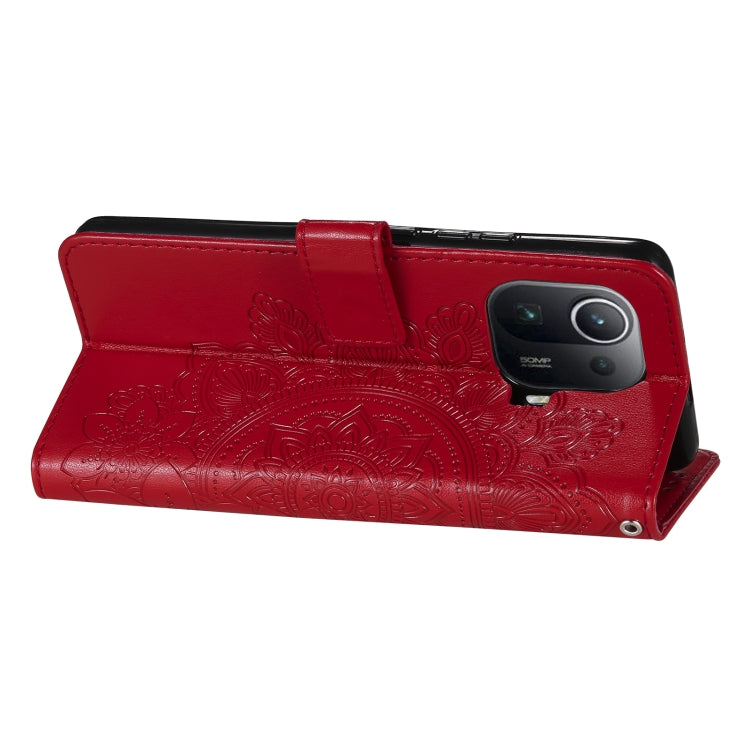 For Xiaomi Mi 11 Pro 7-petal Flowers Embossing Pattern Horizontal Flip PU Leather Case with Holder & Card Slots & Wallet & Photo Frame