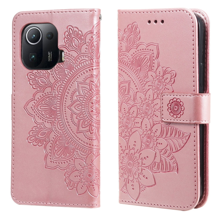 For Xiaomi Mi 11 Pro 7-petal Flowers Embossing Pattern Horizontal Flip PU Leather Case with Holder & Card Slots & Wallet & Photo Frame