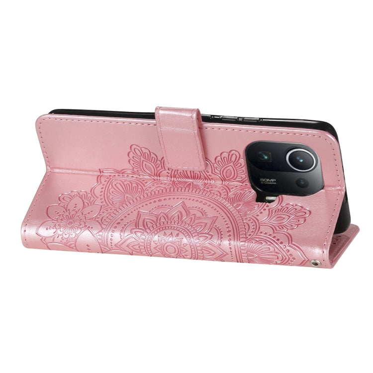 For Xiaomi Mi 11 Pro 7-petal Flowers Embossing Pattern Horizontal Flip PU Leather Case with Holder & Card Slots & Wallet & Photo Frame
