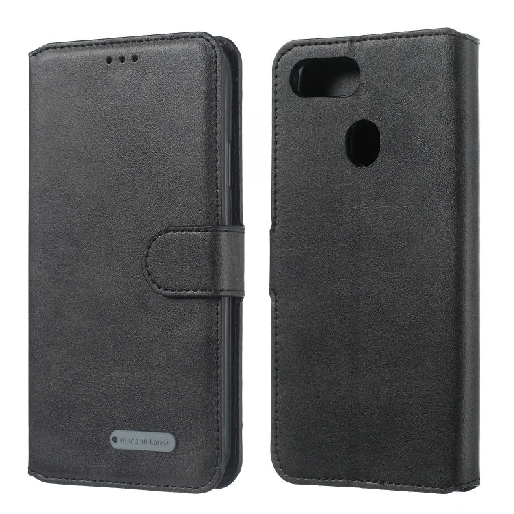 For OPPO F9 Solid Color Buckle Horizontal Flip Leather Case with Wallet & Holder & Card Slots