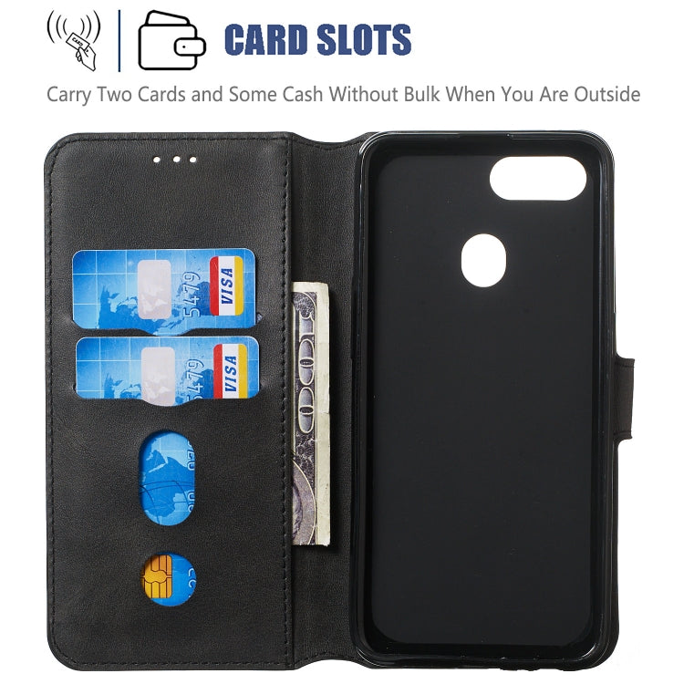 For OPPO F9 Solid Color Buckle Horizontal Flip Leather Case with Wallet & Holder & Card Slots