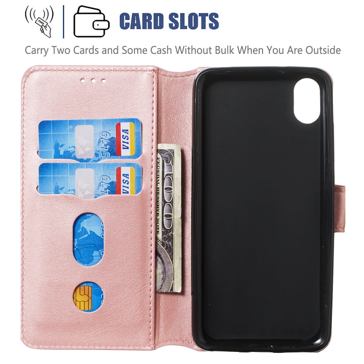 For Xiaomi Redmi 7A Solid Color Buckle Horizontal Flip Leather Case with Wallet & Holder & Card Slots