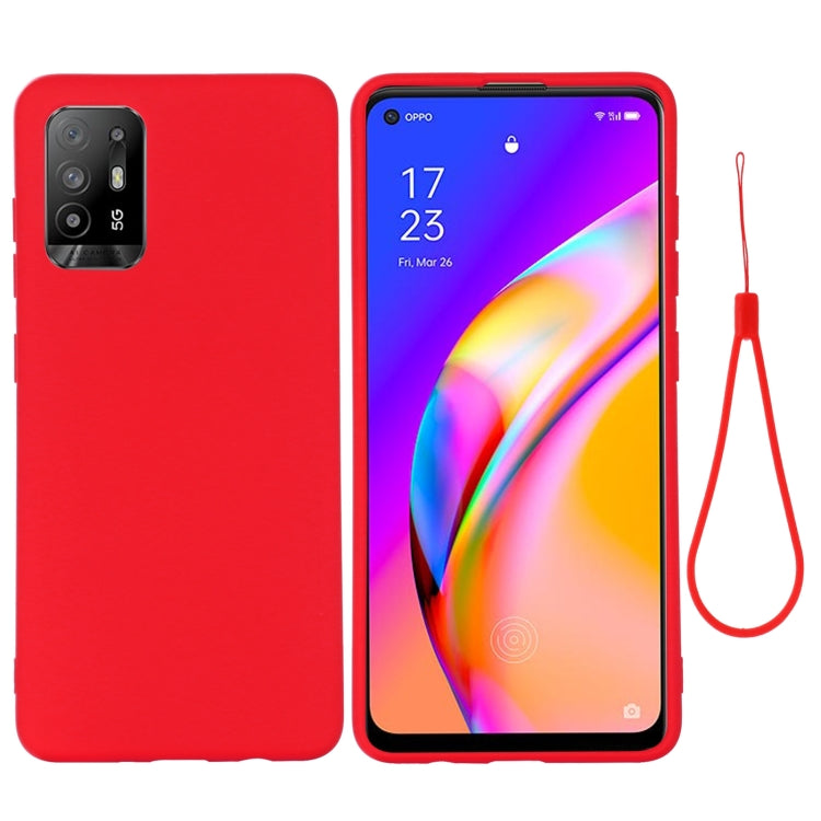 For OPPO F19 Pro+ 5G / A94 5G / Reno5 Z Pure Color Liquid Silicone Shockproof Full Coverage Case