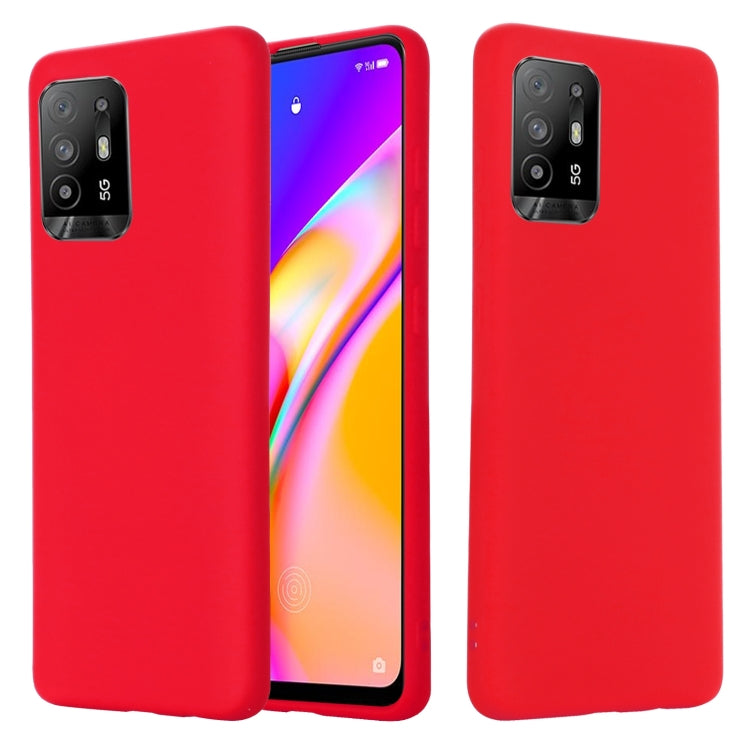 For OPPO F19 Pro+ 5G / A94 5G / Reno5 Z Pure Color Liquid Silicone Shockproof Full Coverage Case