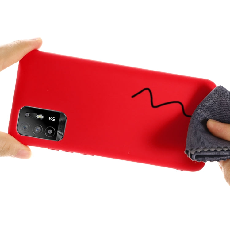 For OPPO F19 Pro+ 5G / A94 5G / Reno5 Z Pure Color Liquid Silicone Shockproof Full Coverage Case