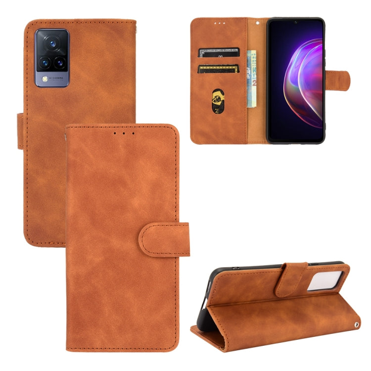 For vivo V21 Solid Color Skin Feel Magnetic Buckle Horizontal Flip Calf Texture PU Leather Case with Holder & Card Slots & Wallet