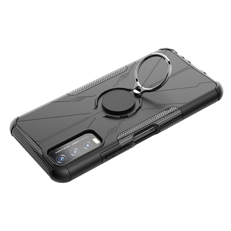 For vivo Y20 Armor Bear Shockproof PC + TPU Protective Case with Ring Holder