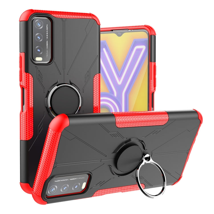 For vivo Y20 Armor Bear Shockproof PC + TPU Protective Case with Ring Holder