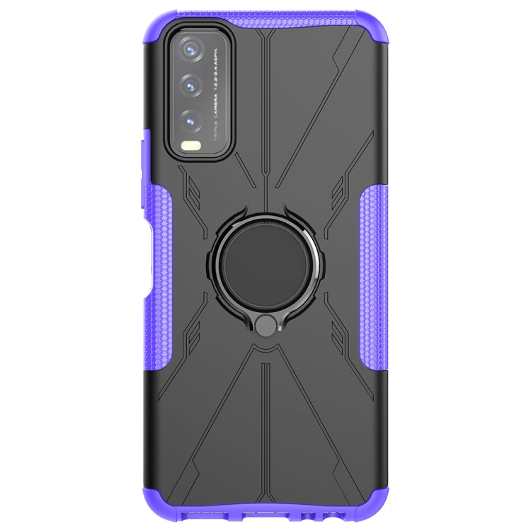 For vivo Y20 Armor Bear Shockproof PC + TPU Protective Case with Ring Holder