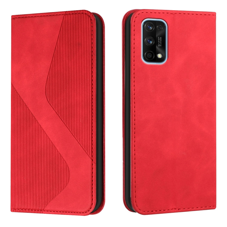 For OPPO Realme 7 5G Skin Feel Magnetic S-type Solid Color Horizontal Flip Leather Case with Holder & Card Slot & Wallet