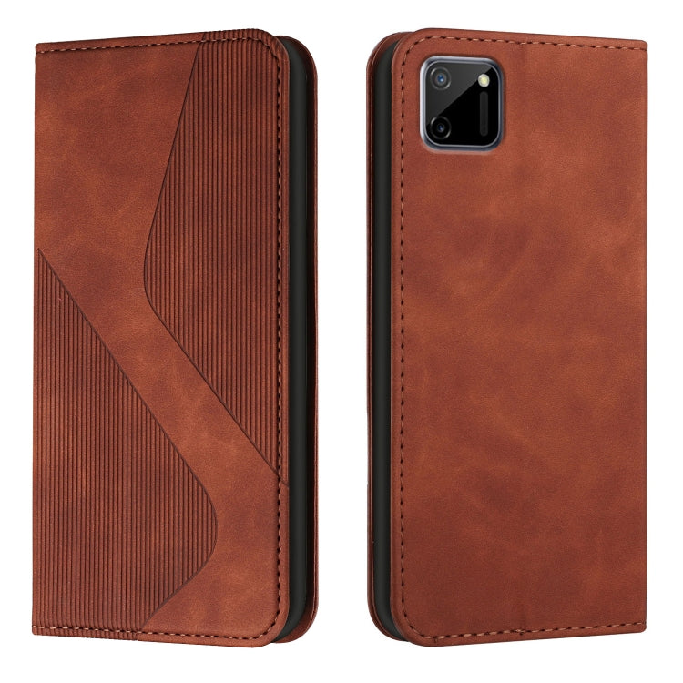 For OPPO Realme C11 Skin Feel Magnetic S-type Solid Color Horizontal Flip Leather Case with Holder & Card Slot & Wallet