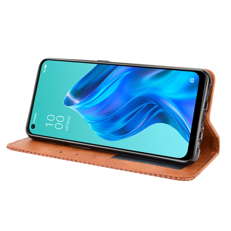 For OPPO Reno5 A Magnetic Buckle Retro Crazy Horse Texture Horizontal Flip Leather Case with Holder & Card Slots & Photo Frame