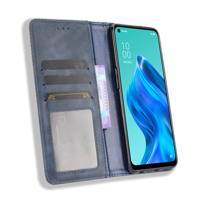 For OPPO Reno5 A Magnetic Buckle Retro Crazy Horse Texture Horizontal Flip Leather Case with Holder & Card Slots & Photo Frame