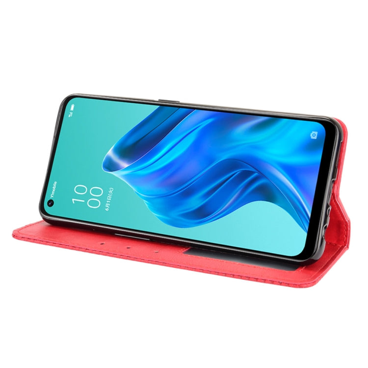 For OPPO Reno5 A Magnetic Buckle Retro Crazy Horse Texture Horizontal Flip Leather Case with Holder & Card Slots & Photo Frame