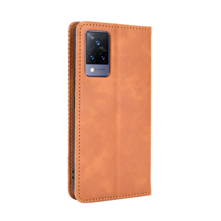 For vivo V21 5G / 4G Magnetic Buckle Retro Crazy Horse Texture Horizontal Flip Leather Case with Holder & Card Slots & Photo Frame