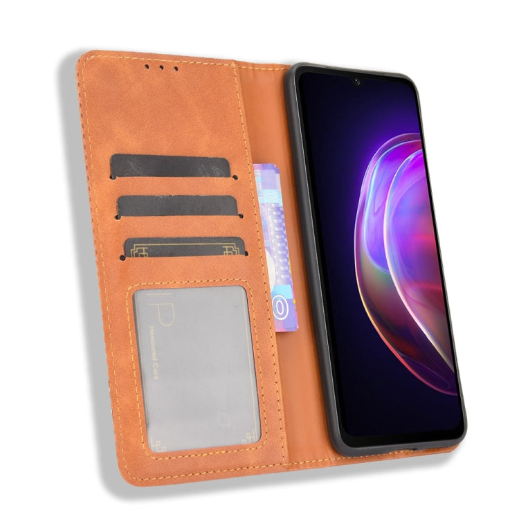 For vivo V21 5G / 4G Magnetic Buckle Retro Crazy Horse Texture Horizontal Flip Leather Case with Holder & Card Slots & Photo Frame
