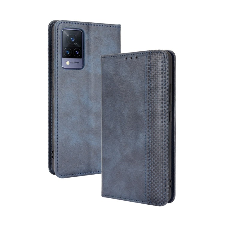 For vivo V21 5G / 4G Magnetic Buckle Retro Crazy Horse Texture Horizontal Flip Leather Case with Holder & Card Slots & Photo Frame