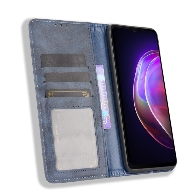 For vivo V21 5G / 4G Magnetic Buckle Retro Crazy Horse Texture Horizontal Flip Leather Case with Holder & Card Slots & Photo Frame