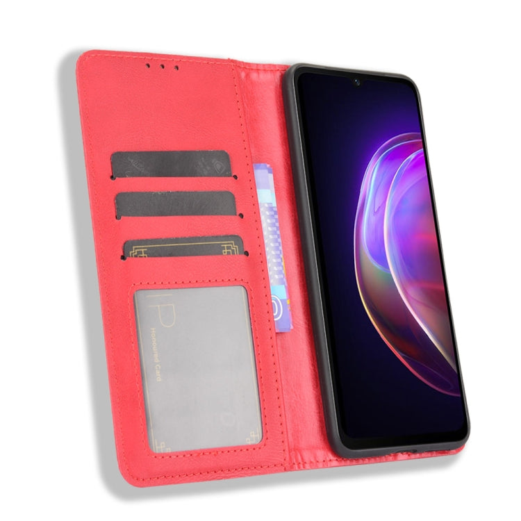 For vivo V21 5G / 4G Magnetic Buckle Retro Crazy Horse Texture Horizontal Flip Leather Case with Holder & Card Slots & Photo Frame