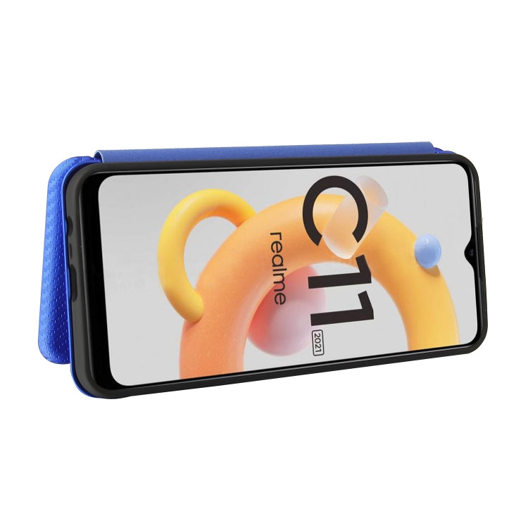 For OPPO Realme C20 Carbon Fiber Texture Horizontal Flip TPU + PC + PU Leather Case with Card Slot