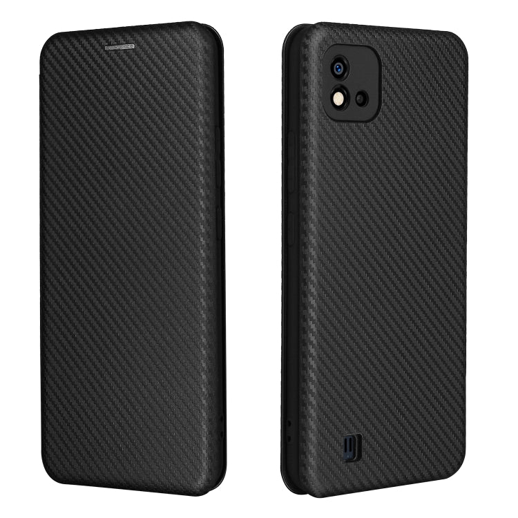 For OPPO Realme C20 Carbon Fiber Texture Horizontal Flip TPU + PC + PU Leather Case with Card Slot