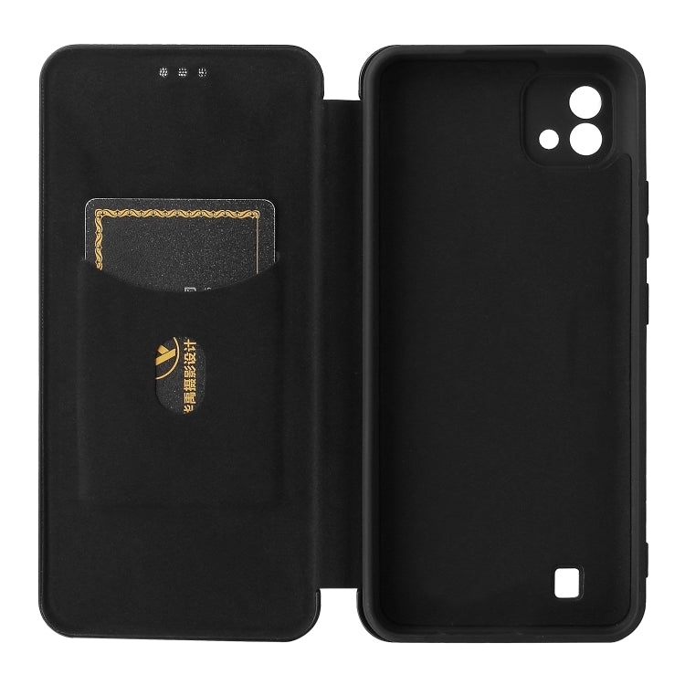 For OPPO Realme C20 Carbon Fiber Texture Horizontal Flip TPU + PC + PU Leather Case with Card Slot