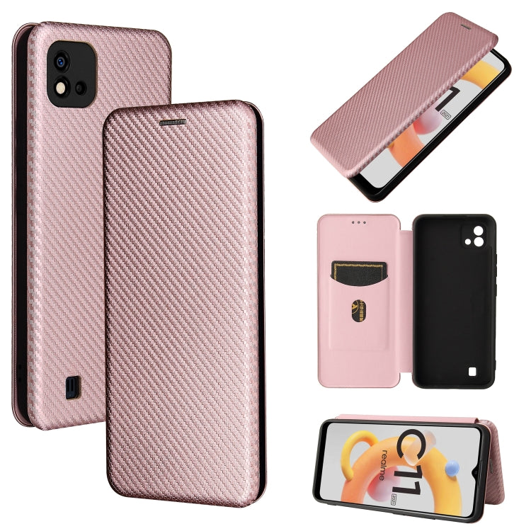For OPPO Realme C20 Carbon Fiber Texture Horizontal Flip TPU + PC + PU Leather Case with Card Slot