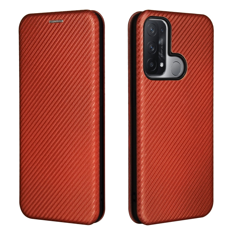 For OPPO Reno 5A(Japan version) Carbon Fiber Texture Horizontal Flip TPU + PC + PU Leather Case with Card Slot
