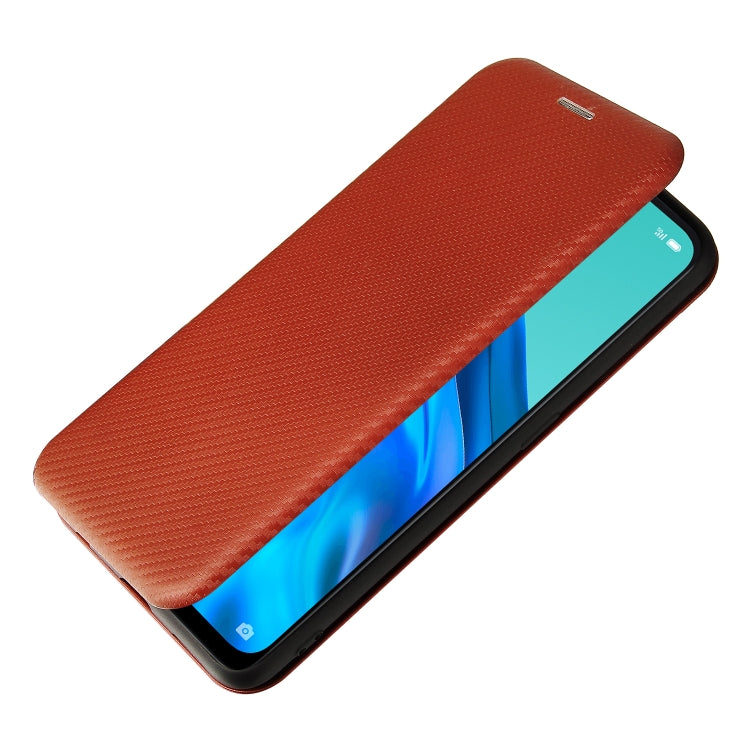 For OPPO Reno 5A(Japan version) Carbon Fiber Texture Horizontal Flip TPU + PC + PU Leather Case with Card Slot