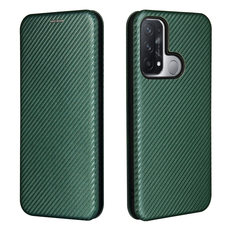 For OPPO Reno 5A(Japan version) Carbon Fiber Texture Horizontal Flip TPU + PC + PU Leather Case with Card Slot