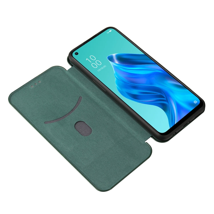 For OPPO Reno 5A(Japan version) Carbon Fiber Texture Horizontal Flip TPU + PC + PU Leather Case with Card Slot