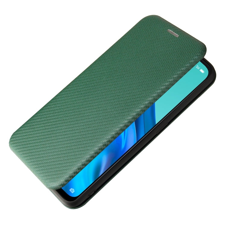 For OPPO Reno 5A(Japan version) Carbon Fiber Texture Horizontal Flip TPU + PC + PU Leather Case with Card Slot