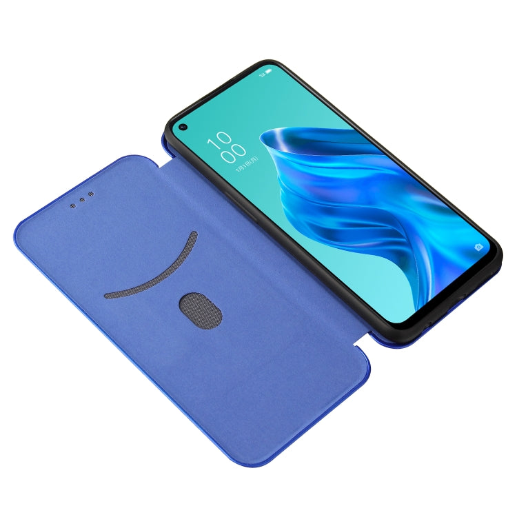 For OPPO Reno 5A(Japan version) Carbon Fiber Texture Horizontal Flip TPU + PC + PU Leather Case with Card Slot