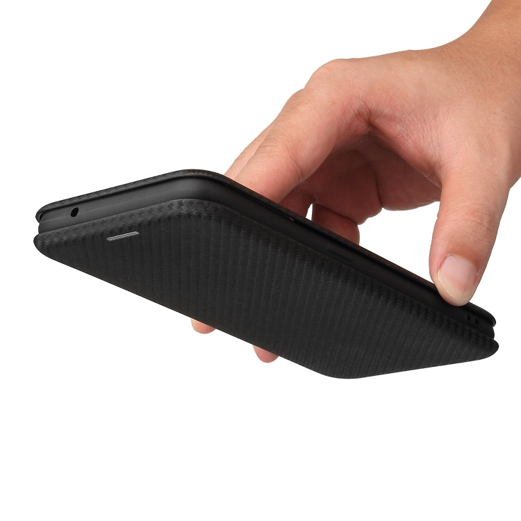 For OPPO Reno 5A(Japan version) Carbon Fiber Texture Horizontal Flip TPU + PC + PU Leather Case with Card Slot