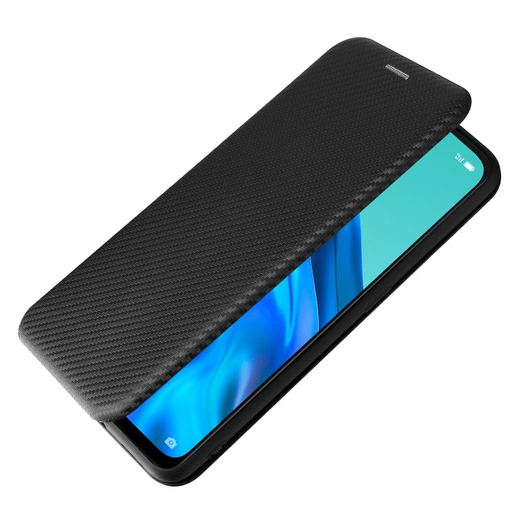 For OPPO Reno 5A(Japan version) Carbon Fiber Texture Horizontal Flip TPU + PC + PU Leather Case with Card Slot