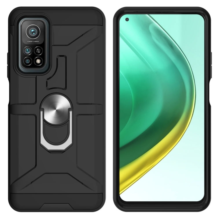 For Xiaomi Mi 10T/ 10T Pro / Redmi K30S War-god Armor TPU + PC Shockproof Magnetic Protective Case with Ring Holder