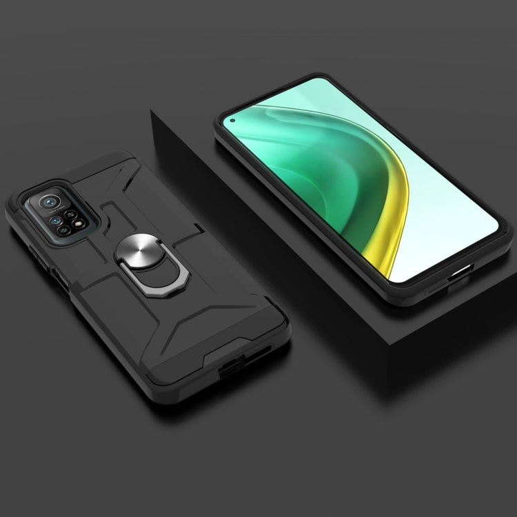 For Xiaomi Mi 10T/ 10T Pro / Redmi K30S War-god Armor TPU + PC Shockproof Magnetic Protective Case with Ring Holder