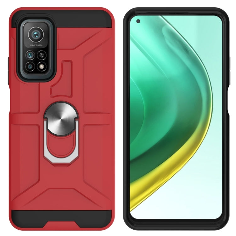For Xiaomi Mi 10T/ 10T Pro / Redmi K30S War-god Armor TPU + PC Shockproof Magnetic Protective Case with Ring Holder