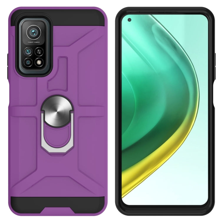 For Xiaomi Mi 10T/ 10T Pro / Redmi K30S War-god Armor TPU + PC Shockproof Magnetic Protective Case with Ring Holder