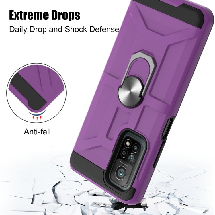 For Xiaomi Mi 10T/ 10T Pro / Redmi K30S War-god Armor TPU + PC Shockproof Magnetic Protective Case with Ring Holder