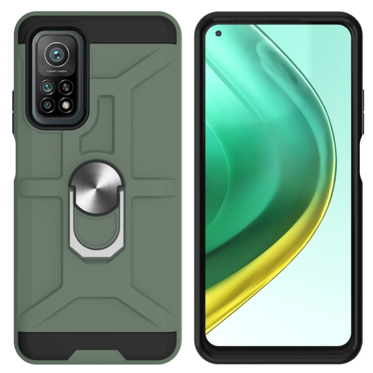 For Xiaomi Mi 10T/ 10T Pro / Redmi K30S War-god Armor TPU + PC Shockproof Magnetic Protective Case with Ring Holder